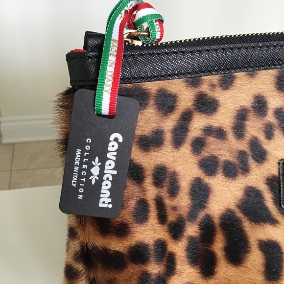 Cavalcanti black leather and leopard print cosmetic bag - Picture 3 of 9